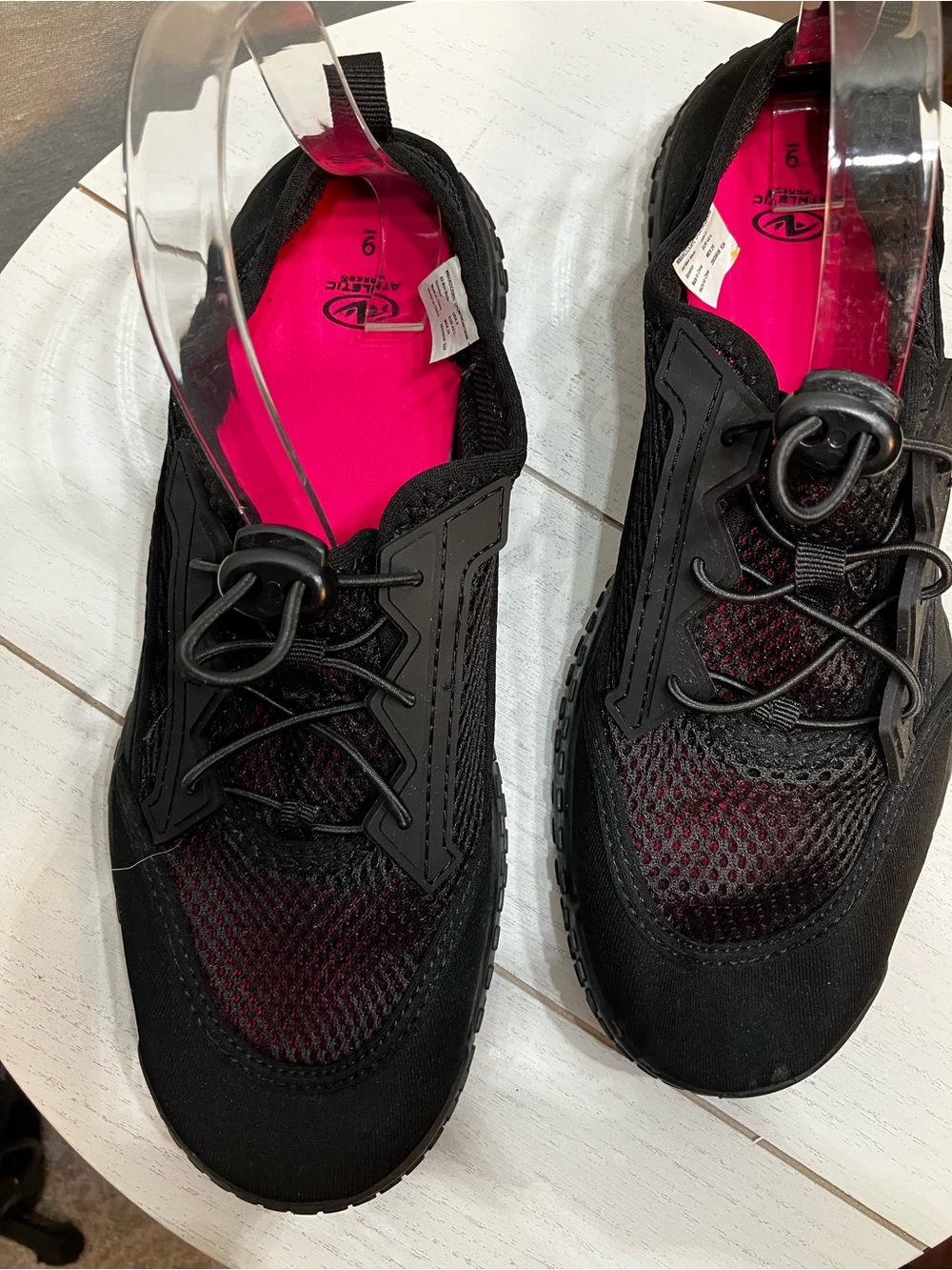 Black Athletic Slip-On water shoes with Pink Insole - Women's Large